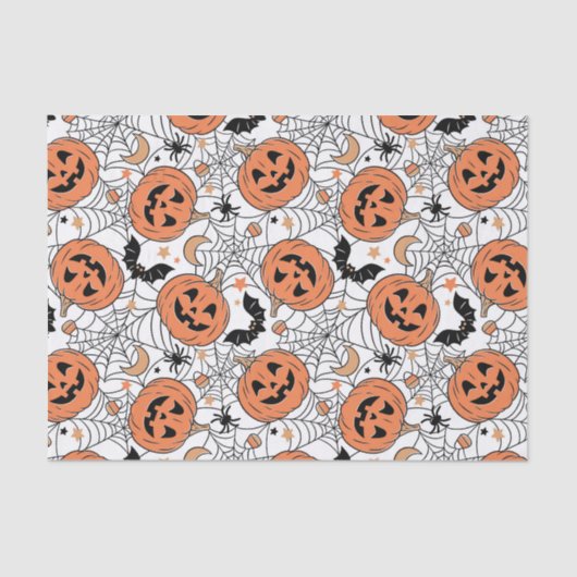 Spooky Pumpkin Halloween Pattern Seidenpapier (Vorderseite)