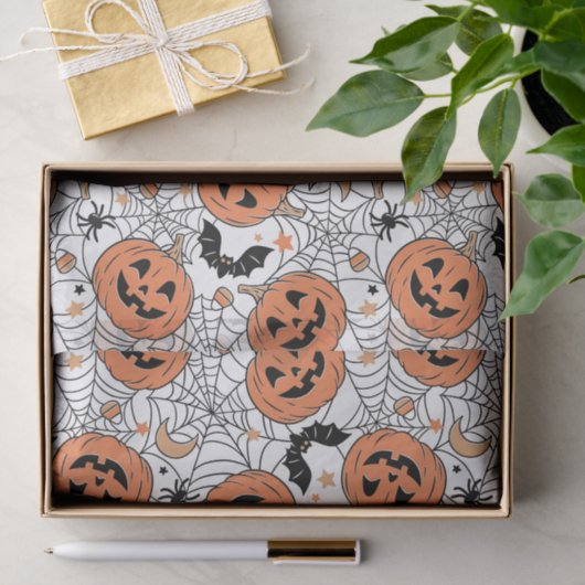 Spooky Pumpkin Halloween Pattern Seidenpapier (Geschenk)