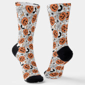 Spooky Pumpkin Halloween Pattern Socken (Gewinkelt)