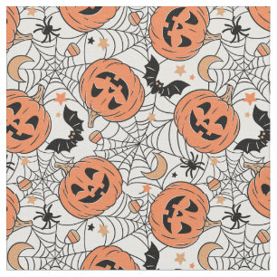 Spooky Pumpkin Halloween Pattern Stoff