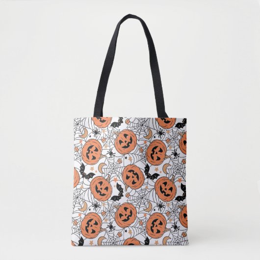 Spooky Pumpkin Halloween Pattern Tasche (Vorderseite)