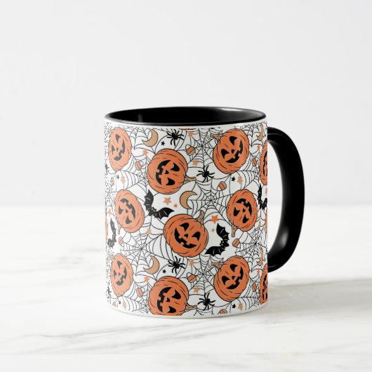Spooky Pumpkin Halloween Pattern Tasse (VorderseiteRechts)