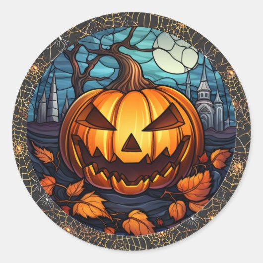 Spooky Pumpkin Halloween Round Sticker (Vorderseite)