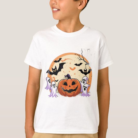Spooky Pumpkin Halloween T-Shirt Boys T - Shirt (Vorderseite)