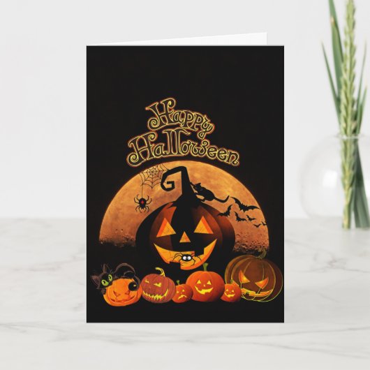 Spooky Pumpkin Happy Halloween Card Karte (Vorderseite)
