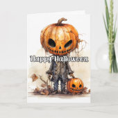 Spooky Pumpkin Happy Halloween Karte (Vorderseite)