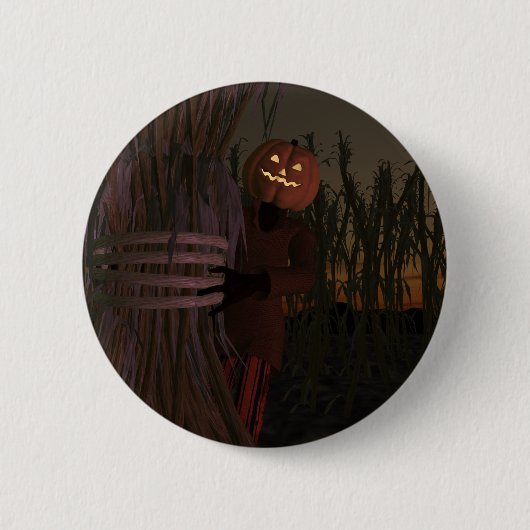 Spooky Pumpkin Head Scarecrow Button (Vorderseite)