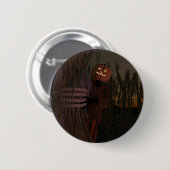 Spooky Pumpkin Head Scarecrow Button (Vorne & Hinten)