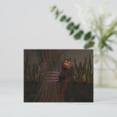 Spooky Pumpkin Head Scarecrow Postkarte (Stehend Vorderseite)