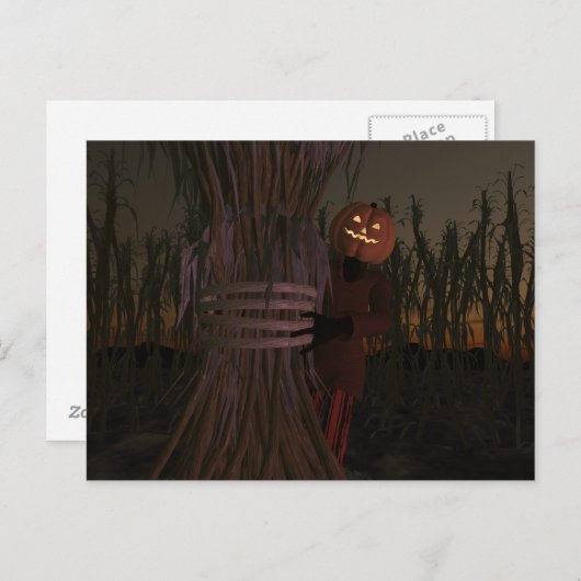 Spooky Pumpkin Head Scarecrow Postkarte (Vorne/Hinten)
