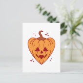 Spooky Pumpkin Heart Halloween Postkarte (Stehend Vorderseite)