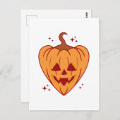 Spooky Pumpkin Heart Halloween Postkarte (Vorne/Hinten)