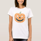 Spooky Pumpkin Hund Katze Paw Print Jack O'Lantern T-Shirt (Vorderseite)
