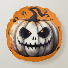 Spooky Pumpkin-Keuchkissen zu Halloween Rundes Kissen