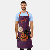 Spooky Pumpkin Kitten Moon - Dunkel Lila Schürze (Getragen)