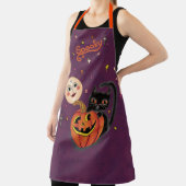 Spooky Pumpkin Kitten Moon - Dunkel Lila Schürze (InSitu)