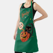 Spooky Pumpkin Kitten Moon - Jungle Green Schürze (InSitu)