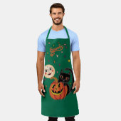 Spooky Pumpkin Kitten Moon - Jungle Green Schürze (Getragen)