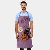 Spooky Pumpkin Kitten Moon - Lila leicht Schürze (Getragen)