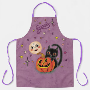 Spooky Pumpkin Kitten Moon - Lila leicht Schürze