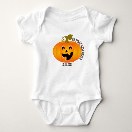 Spooky Pumpkin lacht mein erstes Halloween Baby Strampler (Vorderseite)