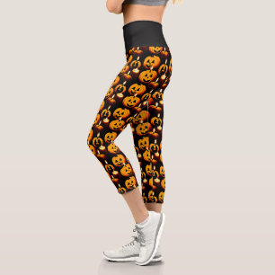 Spooky Pumpkin Magie: Halloween-Thema Capri Leggings