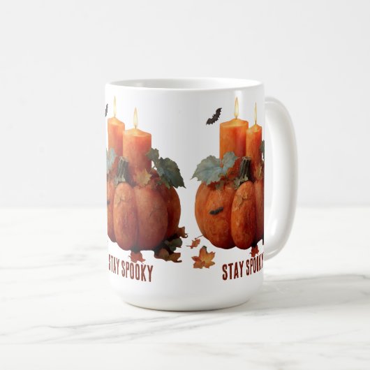 Spooky Pumpkin mit Kerzen bleibe Kaffeetasse (VorderseiteRechts)