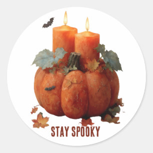 Spooky Pumpkin mit Kerzen bleibe Runder Aufkleber