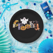 Spooky Pumpkin Mushroom Ghost Bat Halloween Pappteller (Party)