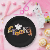 Spooky Pumpkin Mushroom Ghost Bat Halloween Pappteller (Party)