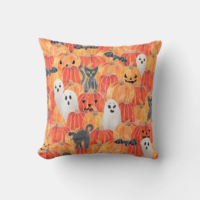 Spooky Pumpkin-Patch Kissen (Vorderseite)