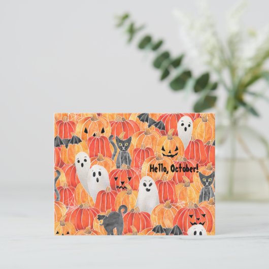 Spooky Pumpkin Patch Postkarte (Stehend Vorderseite)