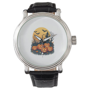Spooky Pumpkin Patch - Retro Halloween T-Shirt Armbanduhr