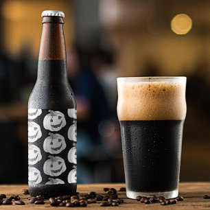 Spooky Pumpkin Pattern   Frohe Halloween Bierflaschenetikett