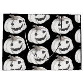Spooky Pumpkin Pattern | Frohe Halloween Große Geschenktüte (Rückseite)