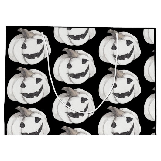 Spooky Pumpkin Pattern | Frohe Halloween Große Geschenktüte (Rückseite)