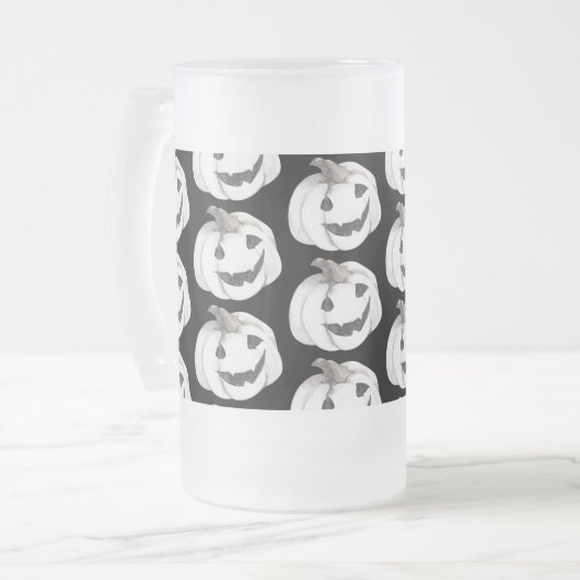 Spooky Pumpkin Pattern | Frohe Halloween Mattglas Bierglas (Vorderseite Links)