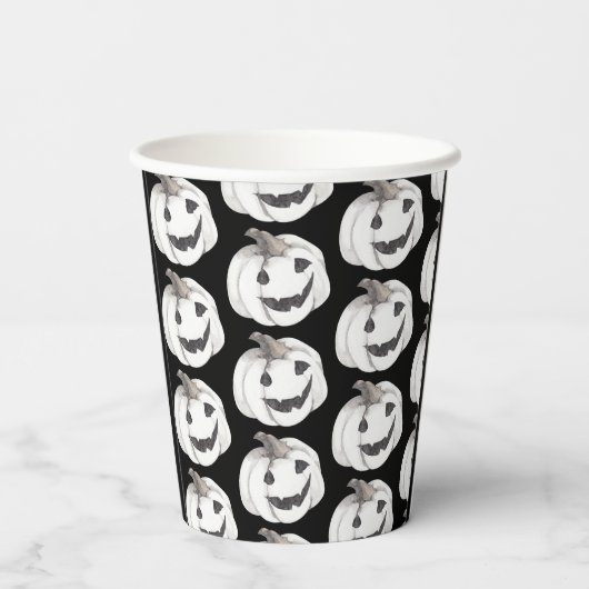 Spooky Pumpkin Pattern | Frohe Halloween Pappbecher (Rückseite)
