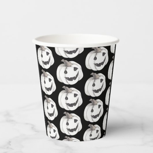 Spooky Pumpkin Pattern | Frohe Halloween Pappbecher (Vorderseite)