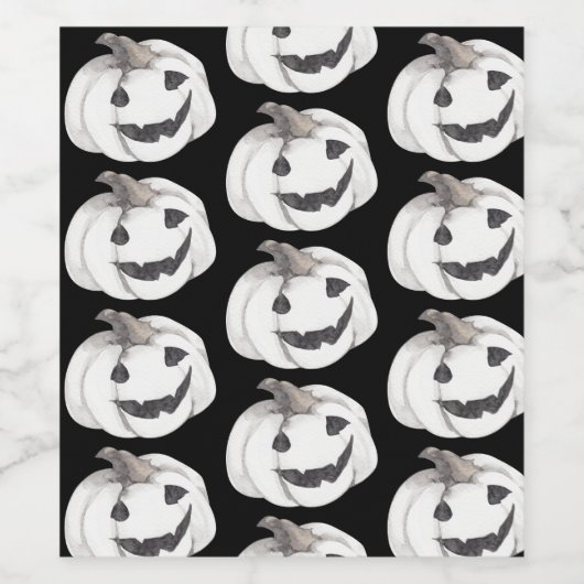 Spooky Pumpkin Pattern | Frohe Halloween Weinetikett (Einzelnes Label)