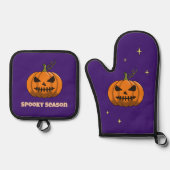 Spooky Pumpkin Season Oven Mitt & Pot Holder Set (Vorderseite)