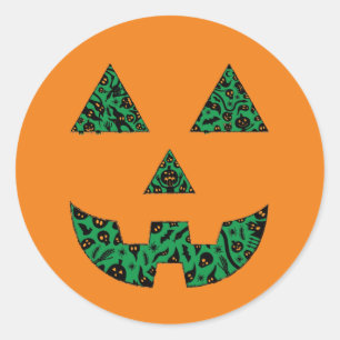 Spooky Pumpkin-Silhouette Runder Aufkleber