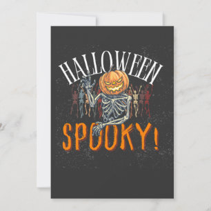 Spooky Pumpkin Skeleton Halloween T - Shirt Funn Einladung