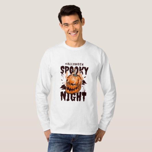 Spooky Pumpkin Skull Halloween T-Shirt (Vorne ganz)
