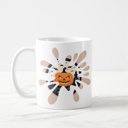 Spooky Pumpkin Splash Halloween Mug Kaffeetasse (Links)