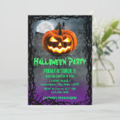 Spooky Pumpkin Spuk House Halloween-Party Einladung (Stehend Vorderseite)