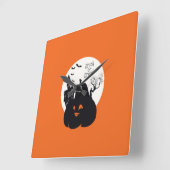 Spooky Pumpkin Trick oder Behandlung Quadratische Wanduhr (Winkel)