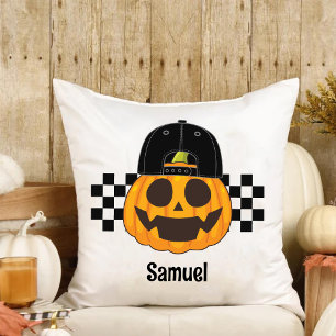 Spooky Pumpkin Typ Retro Boys Name Fall Halloween Kissen