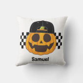 Spooky Pumpkin Typ Retro Boys Name Fall Halloween Kissen (Rückseite)