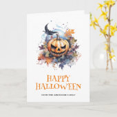 Spooky Pumpkin Typografie Foto Happy Halloween Karte (Gelbe Blume)